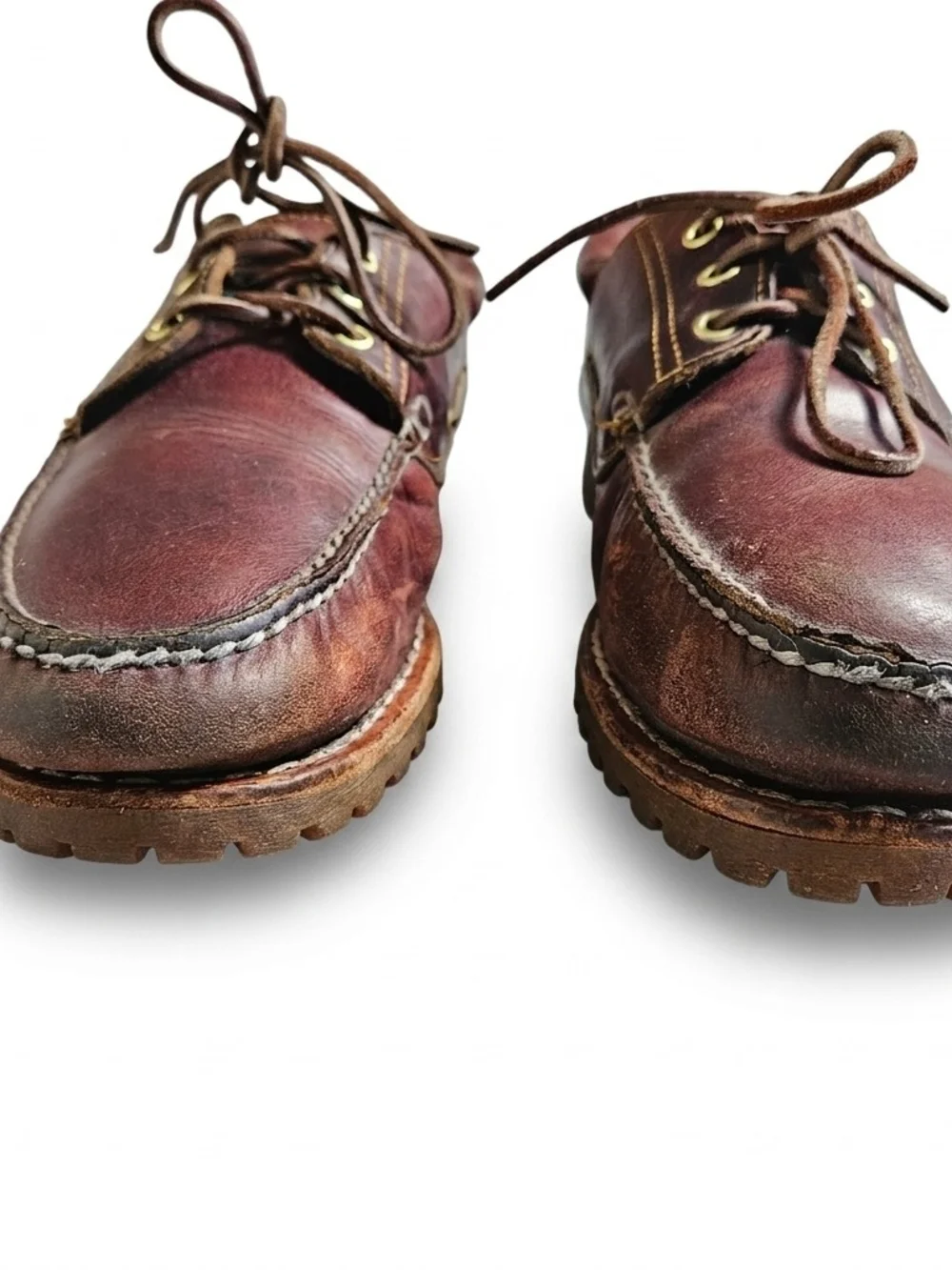 Timberland 3-Eye Classic Lug Burgundy Leather Boat Shoes Men Size 12